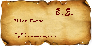 Blicz Emese névjegykártya